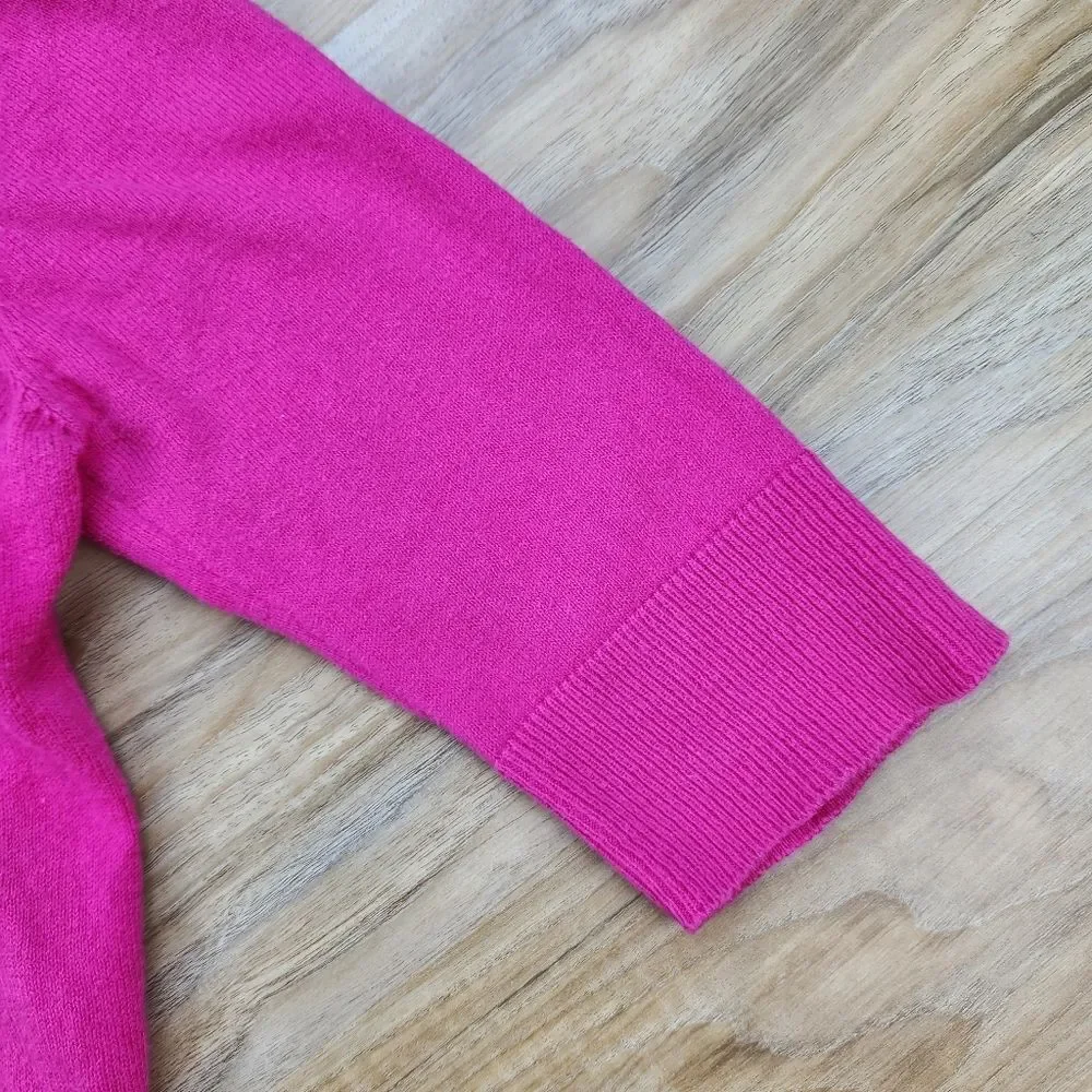 🩵Old Navy Pink Vneck Button Crop 3/4 Sleeve Sweater Youth Medium